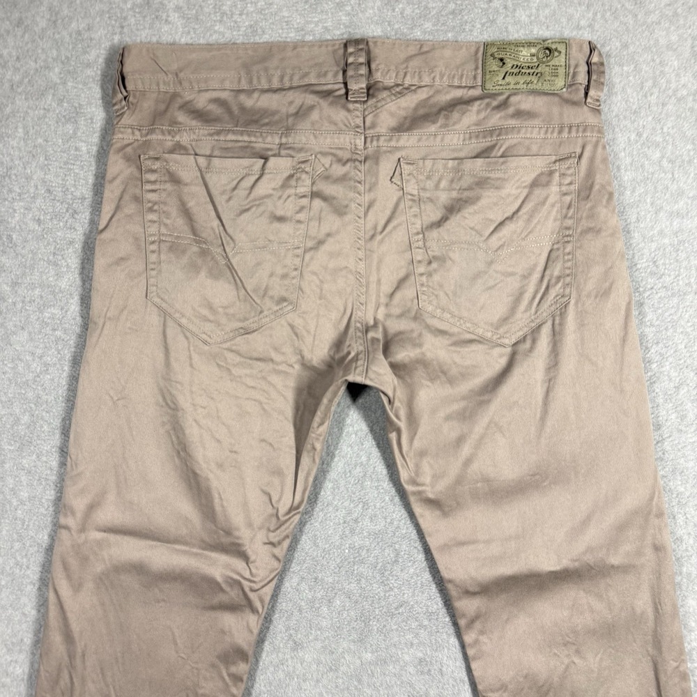 Diesel Thavar-A Chino Trousers Mens 34x29 Beige Slim Fit Stretch Khaki Pants - Picture 5 of 13